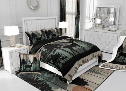 Feelyou Cabin Deer Comforter Set Twin Size for Kids Boys Girls Bedding Set