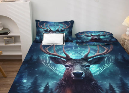 King Size Sheets Set - Deer Bed Sheets, Woodland Animal Bedding Sheets & Pillowcases, Soft Microfiber & Deep Pocket & Wrinkle Free Patterned Sheet Set, 1 Fitted Sheet, 1 Flat Sheet, 2 Pillow Cases