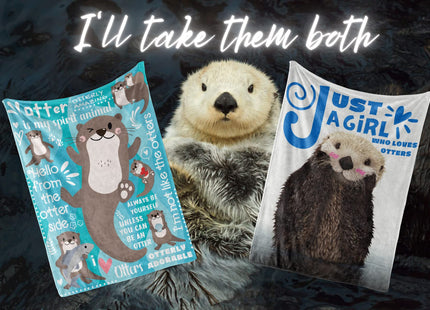 Otter Gifts for Girls, Otter Blanket, Gifts for Otter Lovers, Daughters, Flannel Plush Throw Blanket - 50"x 65" - Otter is My Spirit Animal, Always Be an Otter, I'm Not Like The Otters,