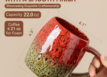 Holly Berry Ceramic Mug, 22oz Reactive Glaze Christmas Mug, Holiday Gift