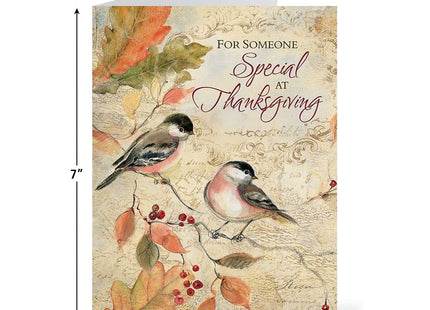 Current Chickadee Thanksgiving Greeting Cards - Set of 8 (1 Designs), Large 5" x 7", Autumn Cards with Sentiment Inside, White Envelopes