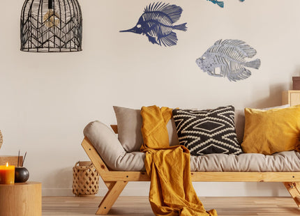 Zhengmy 3 Pcs Metal Fish Wall Art, Fishing Wall Decor, Various Color