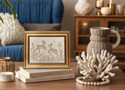 VIYYIEA Vintage Gold Framed Wall Art, Sika Deer Canvas Paint, 8x10 IN