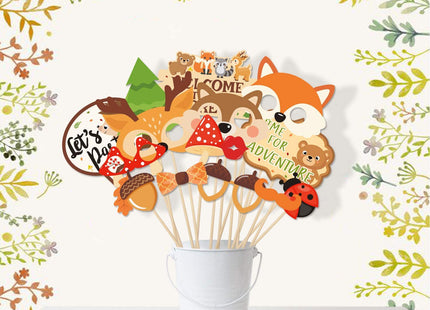 35 PCS Woodland Animal Photo Booth Props Wild One Camping Forest Theme Party Favors Decorations for Woodland Creatures Baby Shower Birthday Party Supplies