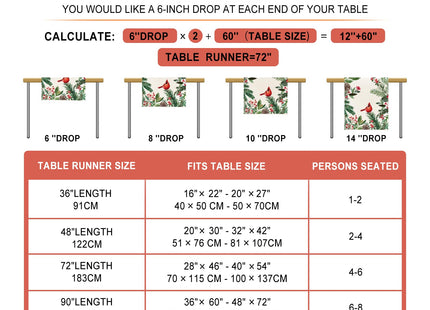 Cloudfomila Winter Red Cardinal Table Runner Pine Branch Berry Burlap Table Runners, Christmas Xmas Seasonal Coffee Table Center Decor for Home Kitchen Dining Party Indoor Outdoor 13x36 Inch