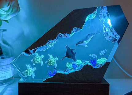 Humpback Whale Ocean Resin Lamp, Handmade Resin Night Light for Home Decor