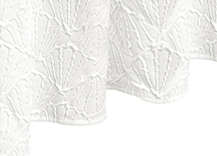 Tititex White 3D Embossed Textured Fabric Shower Curtain for Bathroom,Farmhouse Coastal Soft Cloth Shower Curtain Set - 72x72