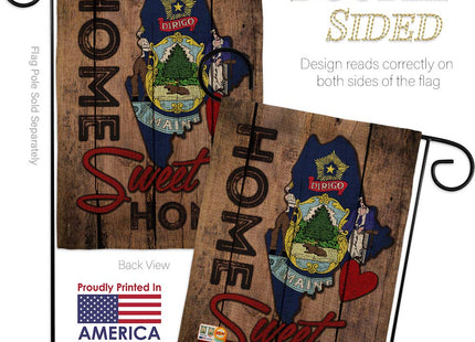 State Maine Home Sweet Burlap Garden Flag Americana States USA American Territories Republic Country Particular Area Small Decorative Gift Yard House Banner Double-Sided Made In 13 X 18.5