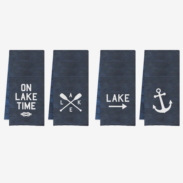 IWXYI Lake Life Kitchen Towels - Decorative Set of 4, 16x24 Dish & Hand Towels for Lake House Decor
