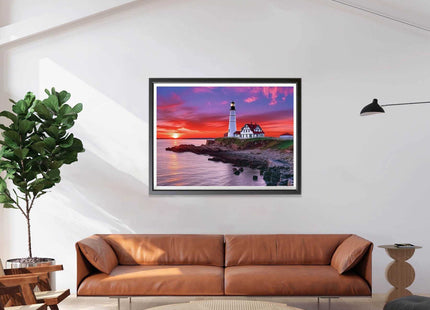 LOMSIOY Diamond Art Painting Kits Lighthouse for Adults Paint with Diamond Art Landscape, Round Full Drill Crystal Rhinestone Crafts Gem Arts for Home Wall Decor 12x16 inch C