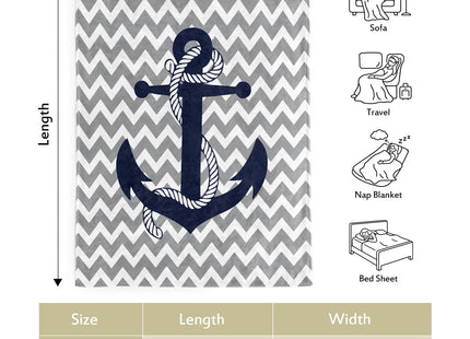Jekeno Nautical Anchor Blanket Ocean Throw Gifts 50"x60"
