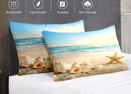 WeCozy Full Comforter Set, 3 Pieces Coastal Beach Bedding Set