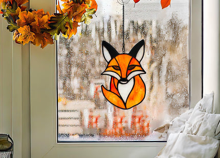 HAOSUM Fox Stained Glass Suncatcher for Window Hanging Fox Home Decorations