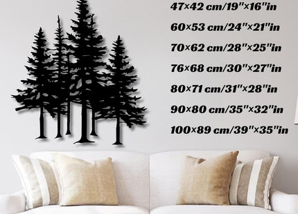 Mimiso Metal Pine Tree Wall Art,Pine Tree Decor,Wall Decorations for Living Room,Bedroom,Nature Forest Metal Decor (Black,19"×16")