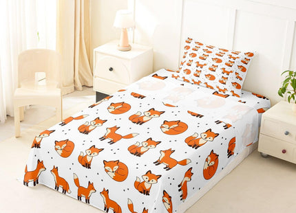 Feelyou Fox Bedding Set Cute Animal Pattern Bed Sheet Set for Kids Boys Girls Woodland Fitted Sheet Twin Size Includes 1 Flat Sheet 1 Sheets & 1 Pillowcase