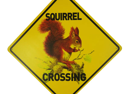 BTHUKO Squirrel Crossing Aluminum Sign 12" X 12"