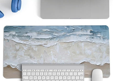PaJiaNi Blue Ocean Coastal Mouse Pad,Wave Mouse Pad,XL Large Ocean Beachy Desk Mat,Girly Summer Coastal Desk Pads,Summer Beachy Home Desktop Decor,23.6x11.8 Inch