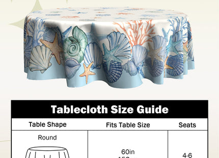 VentuCoven Summer Tablecloth 60 inch Round Table Cloth Beach Table Cloths Starfish Tablecloths for Kitchen Dining Decorations Holiday