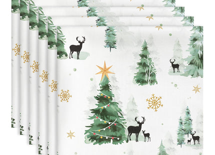 Arquiel Winter Woodland Pine Tree Cloth Napkins Set of 6, 100% Cotton