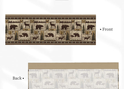 Giwawa Forest Bear Deer Kitchen Curtain Valance 1 Panel Woodland Wildlife Short Topper Window Treatment Valances for Bedroom Bathroom, 54" x 18"