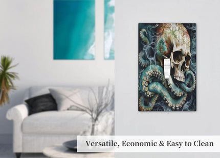 Horror Octopus Skull Marine Life Kraken Tentacle 1 Gang Light Switch Covers Decorative unique Single Toggle Wall Plate Switchcover Electrical Switchplate for Kitchen Bathroom Bedroom Decor