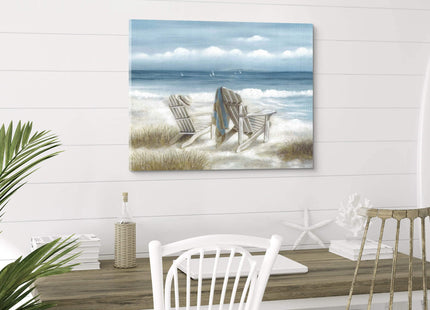 Relaxing Abstract Coastal Beach Chair Canvas Wall Art Seaside Ocean Wave Picture Print Painting Artwork Decor for Bedroom Living Room