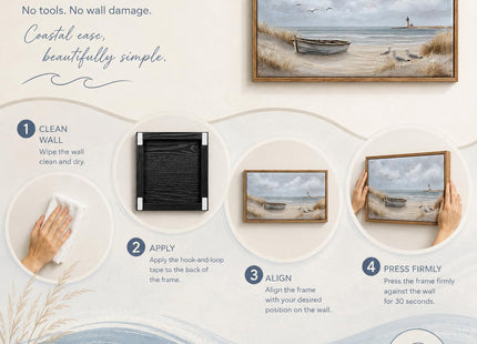 Framed Beach Coastal Lighthouse Canvas Wall Art 16X32 Inch
