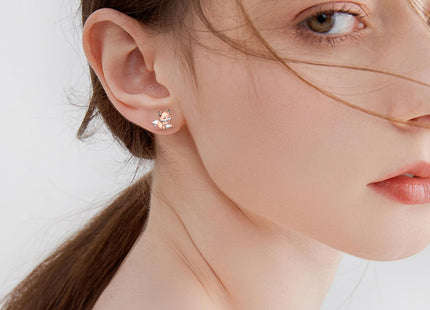 Fox Earrings Sterling Silver Cute Animal Fox Stud Earrings for Women