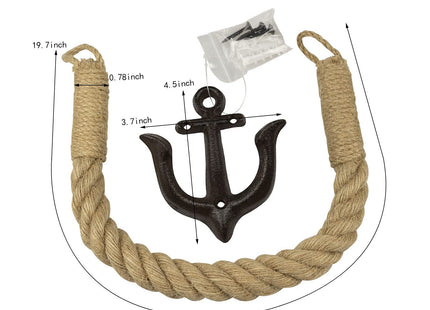ROXLLGJC Nautical Rope Toilet Paper Holder Coastal Towel Holder with Metal Hook for Bathroom Decor (Black)
