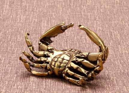 Kisangel Brass Crab Figurine Animal Sculptures and Statues Fish Tank Ornaments Feng Shui Statue Collection Home Decor (Golden)
