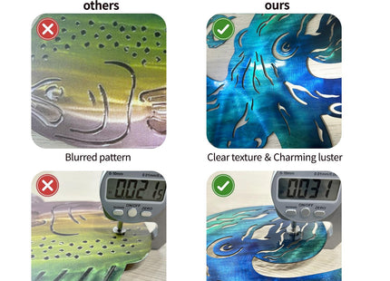 LiveInUrban Coastal Wall Art Octopus Metal Wall Sculptures, Ocean Beach Themed Metal Hanging Home Decoration 15.7"x11.1"