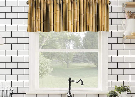 ZhiRain Bamboo Valance Curtain Forest Tree Nature Image Asian Themed Rod Pocket Valance Window Treatments 1 Panel Short Curtains for Kitchen Farmhouse Living Room Bathroom Decor 54 x 18 in