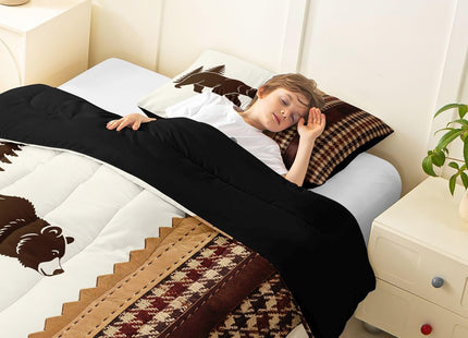 Feelyou Bear Comforter Rustic Cabin Country Comforter Set for Boys Girls