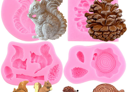 ZiXiang Forest Animal Silicone Mold Squirrel Pinecone Fondant Mold