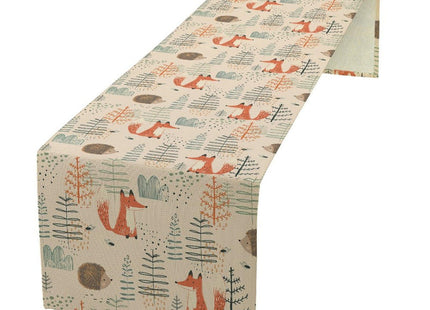Rustic Forest Animal Table Runner for Kids Woodland Deer Fox Bird Table Runner Farmhouse Country Lodge Cabin Dinner Runner for Home Kitchen Party Holiday 70X13inch