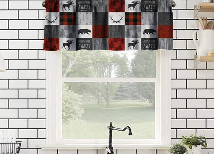 ICMOLYYENLO Vintage Rustic Cottage Valance Curtains Bear Moose Rustic Farmhouse Valance Curtains 54x18 inches 1 Panel