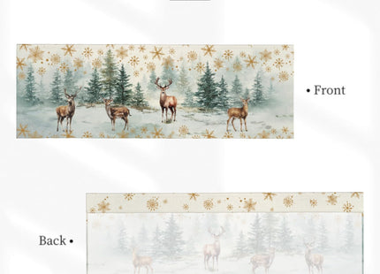 Evlaschin 54"x18" Winter Deers Window Treatment Valances Xmas Pine Trees Gold Snowflakes Kitchen Valance 1 Pack Winter Elk Forest Rod Pocket Curtain Valance for Bedding Dining Room Decor