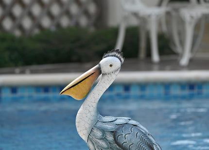 TERESA'S COLLECTIONS Pelican Statues Outdoor Decor, 16.5" Coastal Ocean Bird Garden Statues & Sculptures, Metal Yard Art Lawn Ornaments for Patio, Pond, Pool, Backyard Decorations
