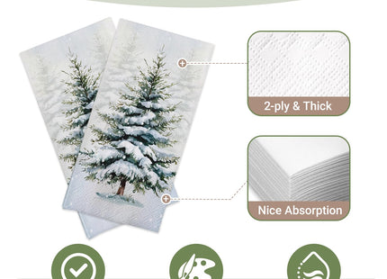 Livcoz 100 PCS Winter Snowy Pine Tree Disposable Paper Napkins