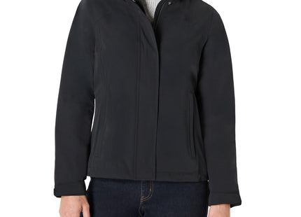 Amazon Essentials Women's Regular-Fit Lightweight Waterproof Long Hooded Rain Jacket, Black, Small