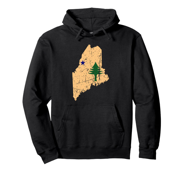 Original Maine State Flag Northern New England Dirigo Adults Pullover Hoodie