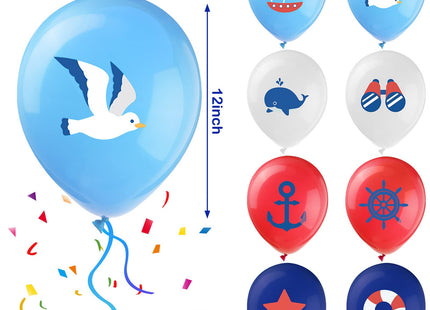 45 Pcs Nautical Balloons Bulk, Nautical Party Latex Balloons Decorations