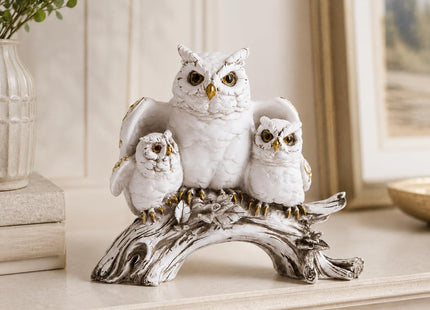 Blorple White Owl Family Statue, Resin Owl Figurines for Home Decor