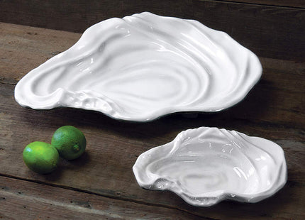 White Small Coastal Melamine Oyster Bowl by Beatriz Ball