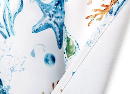 Inselnwald Coastal Curtain Valance, Starfish Conch Coral Sea Ocean Creature Nautical Window Toppers Valances for Kitchen Bedroom Rod Pocket, 52Wx18L Inch, Blue