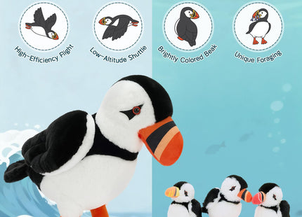 BENINY 4Pcs Puffin Stuffed Animal Set, 13.7 Inch Mommy Puffin with 3 Babies