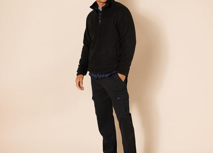 Amazon Essentials Men's Quarter-Zip Fleece Pullover Jacket, Insulated for Cold Weather, Black, Large