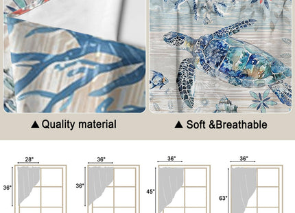 Ocean Sea Turtles Nautical Swag Valances for Windows Rod Pocket Kitchen Window Curtains Over Sink, Rustic Wood Beach Kitchen Curtains Sets, Swag Curtains Valance for Living Room, 28"x36" Set of 2