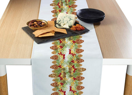 Christmas Table Runners | Pinecone Table Runner | Winter Decorations for Home | Festive Holiday Table Decor | Kitchen Dining Table Runner | Made in The USA | 14" x 108" Long