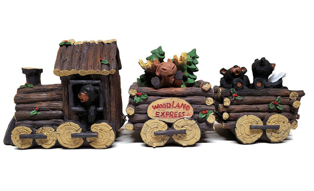 Slifka Sales Company 3 Piece Bear and Moose Woodland Express Holday Decor Train